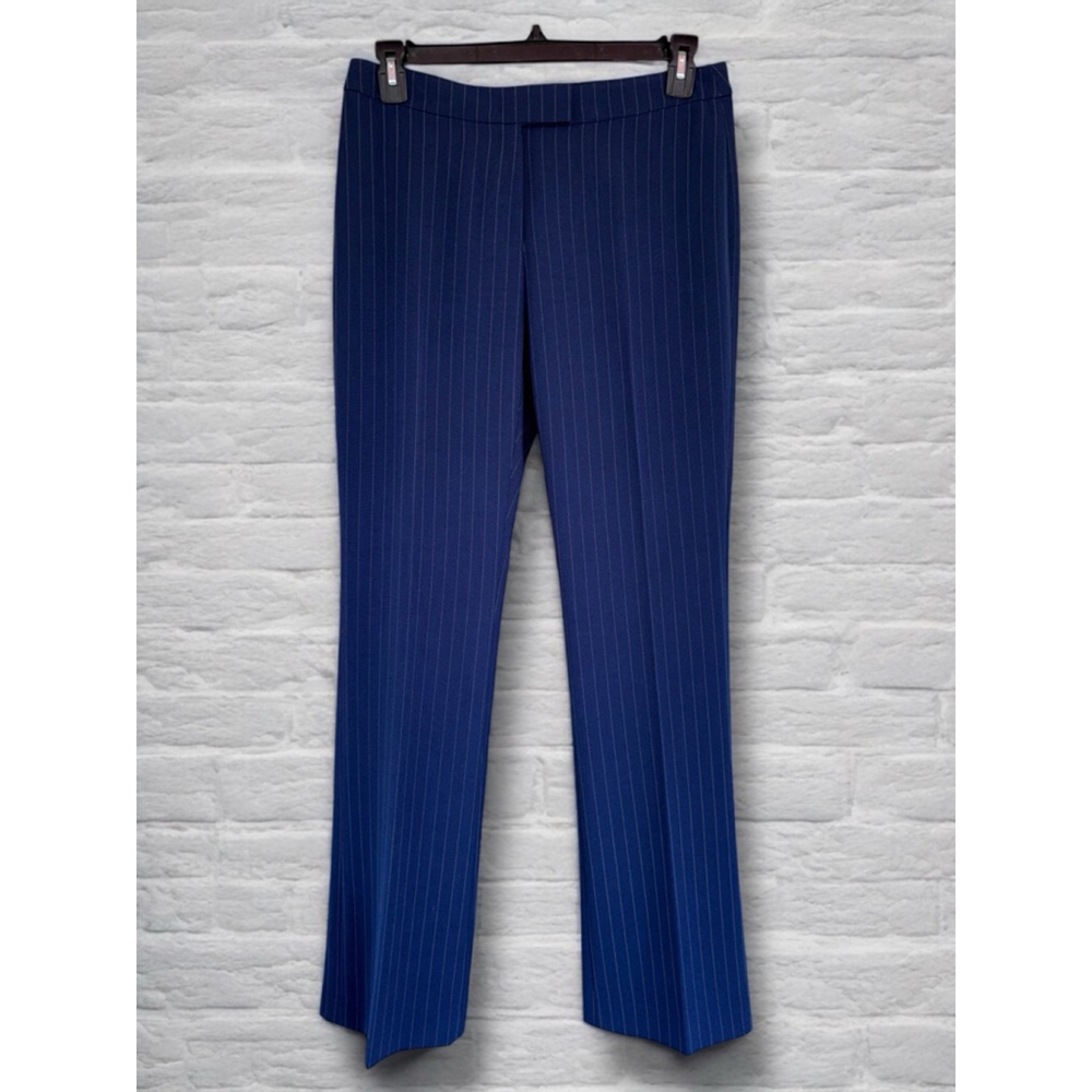 Anne Klein Women’s Size 8 Navy Pinstriped Wear To Work Straight Leg Trousers